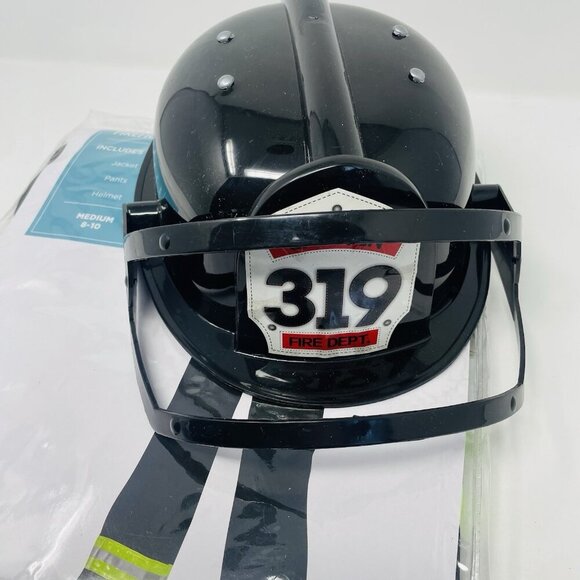 Firefighter Youth Boys Size Medium 8/10 Halloween Dress Up Costume in Black FLAW - Picture 4 of 9